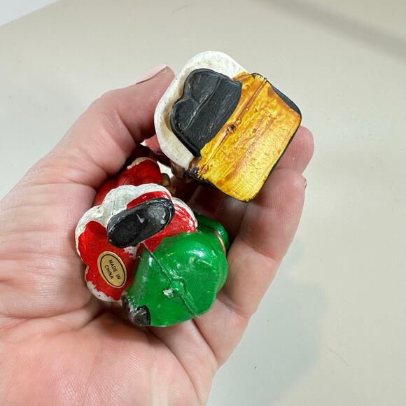 2 Vintage Santa Claus Figures Ornaments Decorations 5" Waxy Plastic Blow Mold - Picture 5 of 6